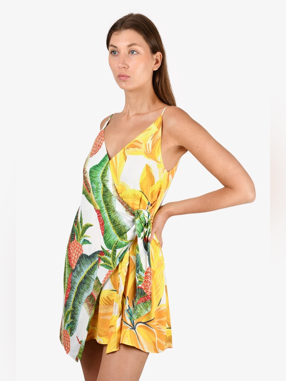 Farm Rio Azalea Forest Wrap Mini Dress Tropical 🌴 Vacation Resort XS